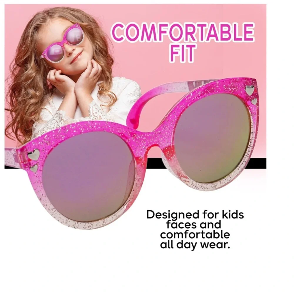 NWT Barbie Pink Tinted Glitter Girl’s Sunglasses
